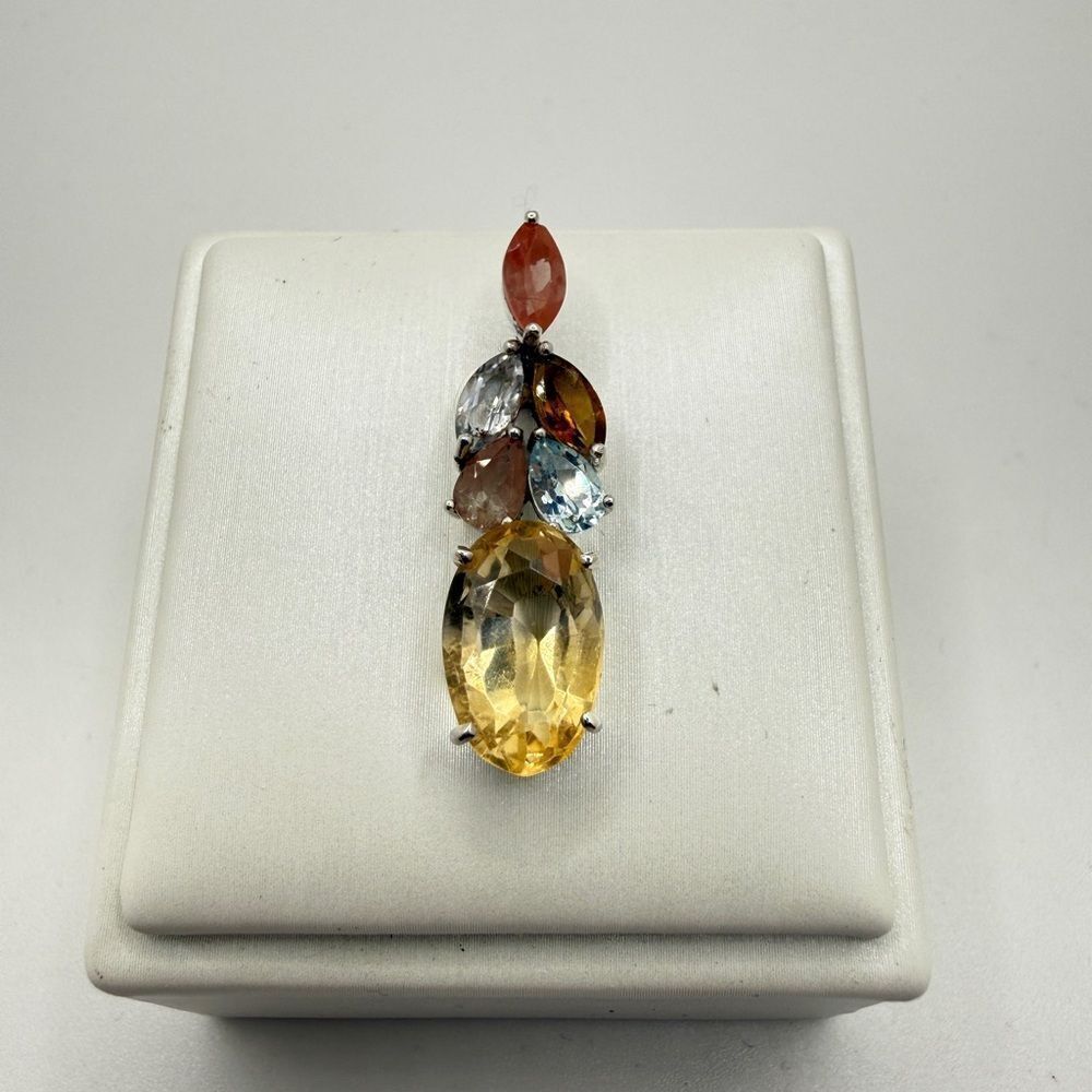 NWOT Multi-gemstone pendant in solid sterling silver! One of a‎ kind!